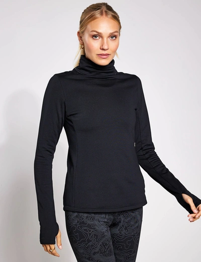 Goodmove Thermal Textured Funnel Neck Running Top In Black