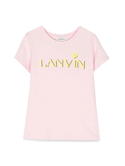 Lanvin Kids' Printed Logo Cotton Jersey T-shirt In Pink
