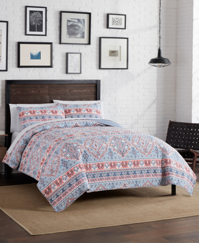 Lucky Brand Carmine Medallion 3 Piece Quilt Set Collection Bedding In Blue Multi