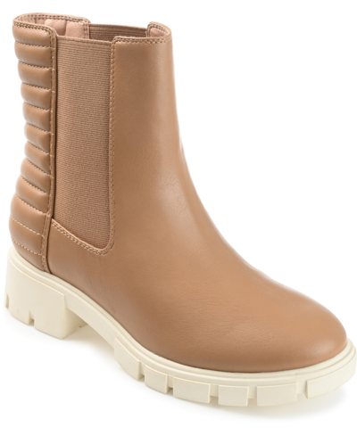 Journee Collection Women's Tatiana Pull On Stretch Gore Lug Sole Booties In Brown