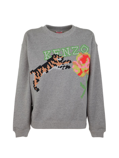 Kenzo Pixel Regular Sweatshirt In Grey