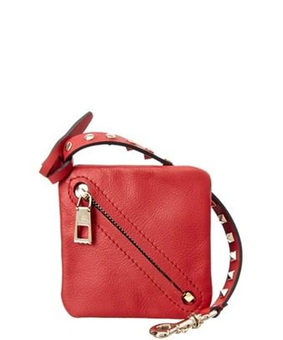Valentino Garavani Lovestud Leather Pouch Bag Charm In Red