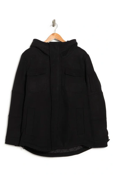 Slate & Stone Wool Blend Hooded Coat In Black