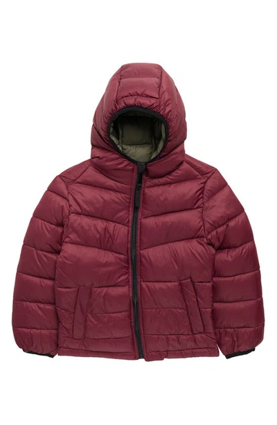 Urban Republic Kids' Packable Hooded Puffer Jacket In Wine