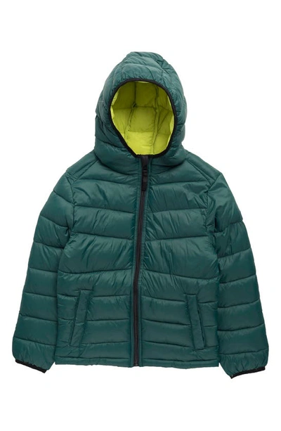Urban Republic Kids' Packable Hooded Puffer Jacket In Pine Green