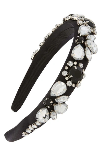 Kate Spade Rhinestone Embellished Skinny Headband In Black