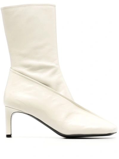 Jil Sander Pointed Leather Ankle Boots In Pink