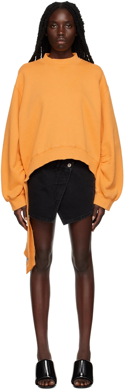 Attico Asymmetric-hem Sweatshirt In Pumpkin