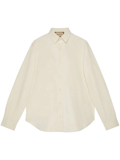 Gucci Cotton Poplin Shirt With Embroidery In White