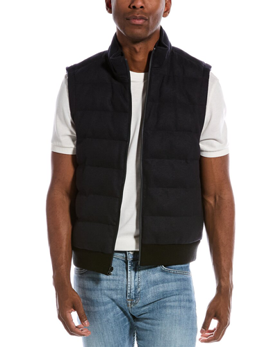 Vince Front Zip Knit Vest In Blue