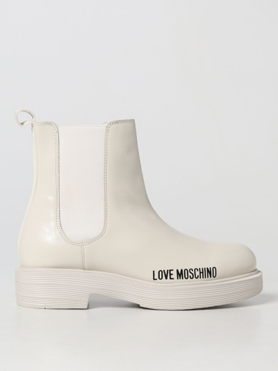 Love Moschino Flat Booties  Woman Color White