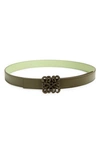 Loewe Inflated Anagram Leather Reversible Belt In Lime Green