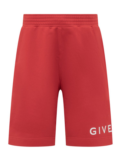 Givenchy Men's Boxy Logo Shorts In Vermillon