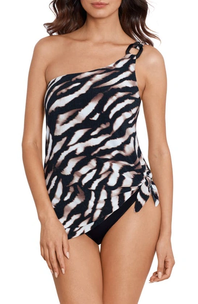 Magicsuit Zimbabwe Animal Print One-shoulder Underwire One-piece Swimsuit In Black,brown