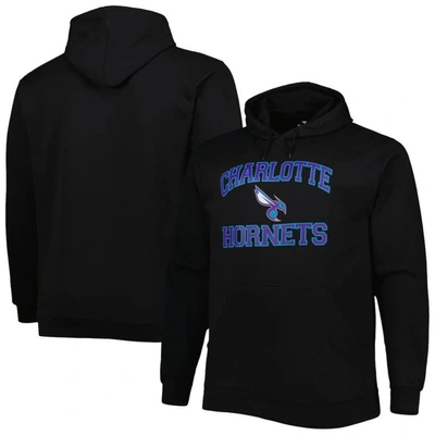 Profile Men's Black Charlotte Hornets Big And Tall Heart And Soul Pullover Hoodie
