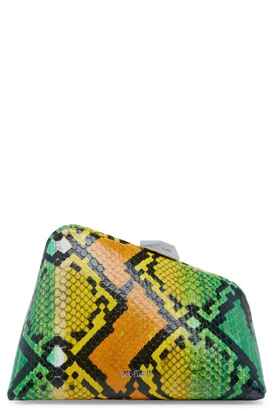 Attico Midnight Snakeskin Print Frame Clutch In Multicolor