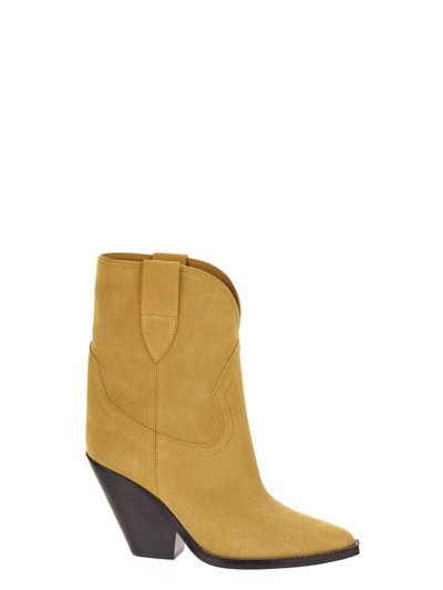 Isabel Marant Leyane Texan Ankle Boots In Beige