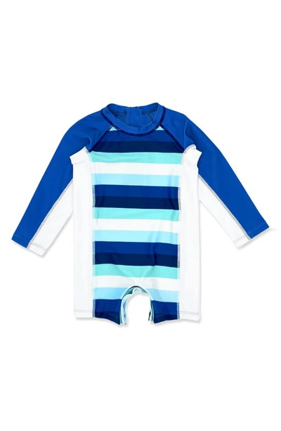 Feather 4 Arrow Babies' Shorebreak Stripe Long Sleeve One-piece Rashguard Swimsuit In Navy