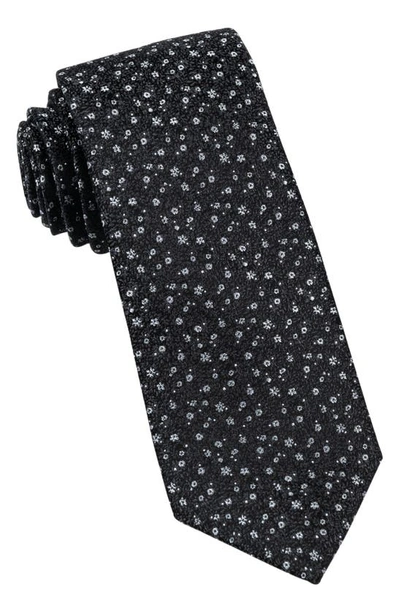 Wrk Mini Floral Silk Tie In Black