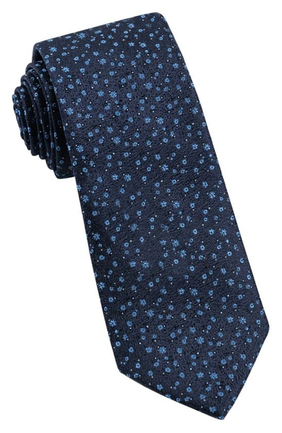 Wrk Mini Floral Silk Tie In Navy