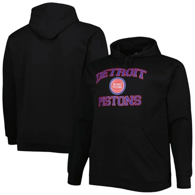 Profile Men's Black Detroit Pistons Big And Tall Heart And Soul Pullover Hoodie