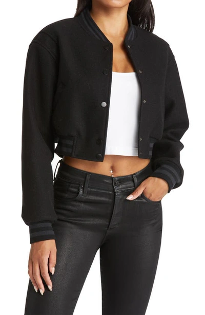 Azalea Wang Crop Bomber Jacket In Black