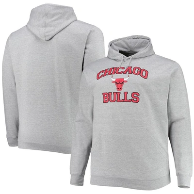 Profile Men's Heathered Gray Chicago Bulls Big And Tall Heart And Soul Pullover Hoodie