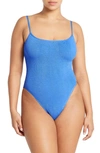 Bound By Bond-eye Low Palace Textured Open Back One-piece Swimsuit In Blue
