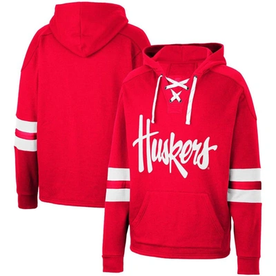 Colosseum Scarlet Nebraska Huskers Lace-up 4.0 Pullover Hoodie In Red