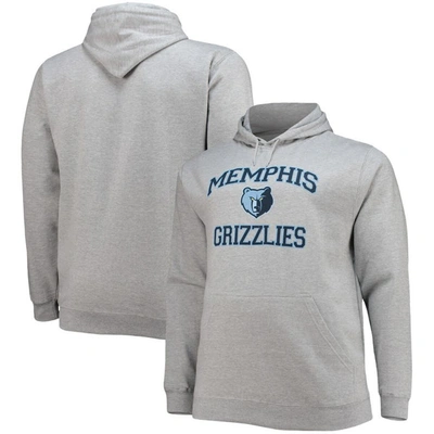 Profile Men's Heathered Gray Memphis Grizzlies Big And Tall Heart And Soul Pullover Hoodie