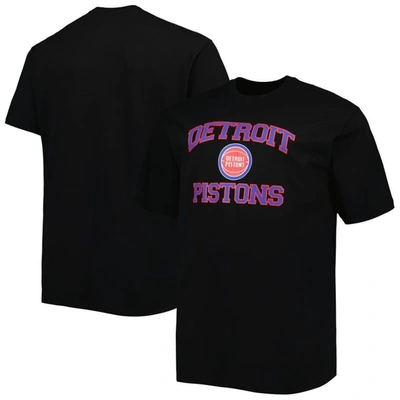 Profile Men's Black Detroit Pistons Big And Tall Heart And Soul T-shirt
