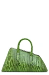 Attico 24h Leather Top Handle Bag In Fluo Green/ Black