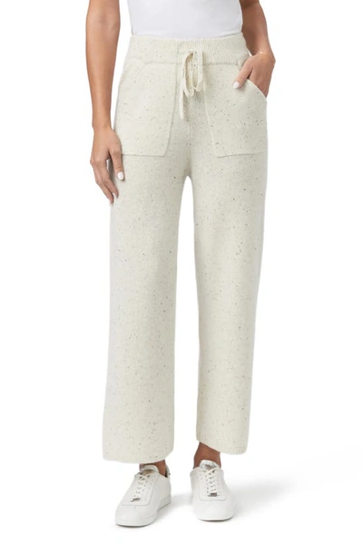 Paige Olivine High Waist Crop Wide Leg Cashmere Trousers In Ivory Multi