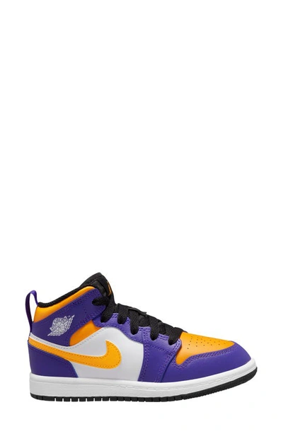 Nike Kids' Air Jordan 1 Mid Sneaker In Concord/ Taxi/ White Black