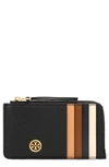Tory Burch Robinson Pebble Leather Card Case In Black