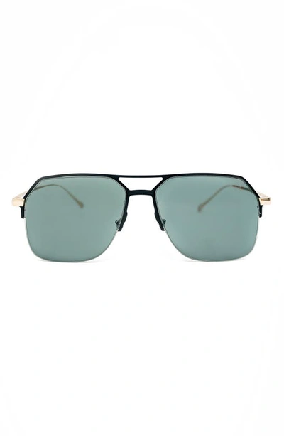 Mita Sustainable Eyewear 57mm Navigator Sunglasses In Black/ Matte Gold