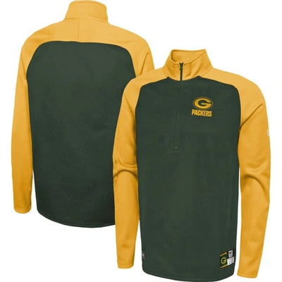 New Era Green Green Bay Packers Combine Authentic O-line Raglan Half-zip Jacket