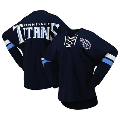 Fanatics Branded Navy Tennessee Titans Spirit Jersey Lace-up V-neck Long Sleeve T-shirt