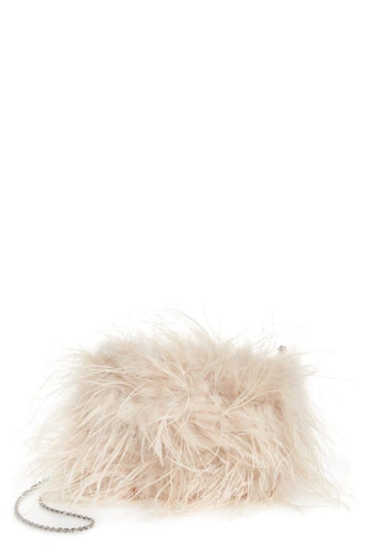 Loeffler Randall Zahara Feather Pouch In Oyster