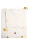 Crane Baby Pompom Cotton Muslin Baby Blanket In White