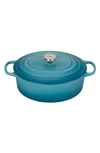 Le Creuset Signature 6.75-quart Oval Enamel Cast Iron French/dutch Oven With Lid In Caribbean