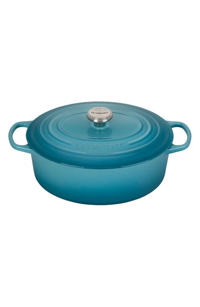 Le Creuset Signature 6.75-quart Oval Enamel Cast Iron French/dutch Oven With Lid In Caribbean