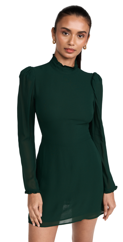 Reformation Lewis Mock Neck Long Sleeve Minidress In Forest | ModeSens