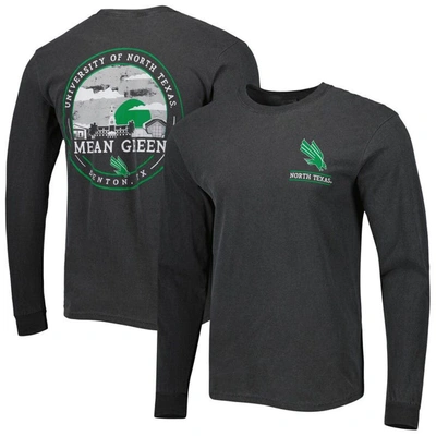 Image One Black North Texas Mean Green Circle Campus Scene Long Sleeve T-shirt In Heather Black