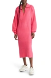 Vero Moda Filene Ribbed Long Sleeve Sweater Dress In Hot Pink