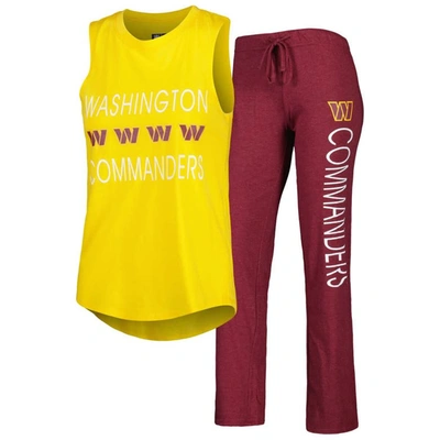 Concepts Sport Burgundy/gold Washington Commanders Muscle Tank Top & Pants Sleep Set
