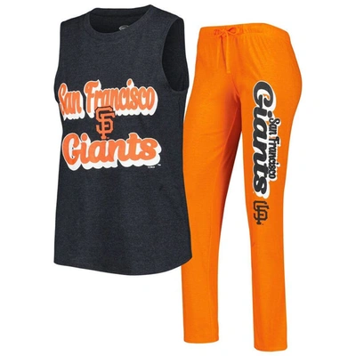 Concepts Sport Orange/black San Francisco Giants Wordmark Meter Muscle Tank Top & Pants Sleep Set