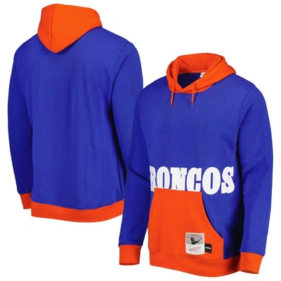 Mitchell & Ness Men's  Royal Denver Broncos Big Face 5.0 Pullover Hoodie