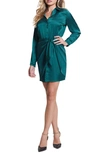 Guess Alya Long Sleeve Mini Shirtdress In Regal Teal