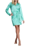 Guess Alya Long Sleeve Mini Shirtdress In New Pool Blue